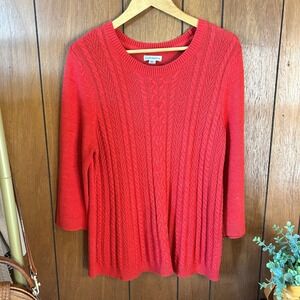 Vintage Croft & Barrow Red Cable Knit Sweater‎ Size XL